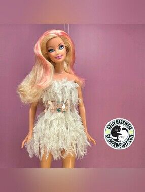For Fashionista Barbie Doll- 2010s Glam Flutter Dress